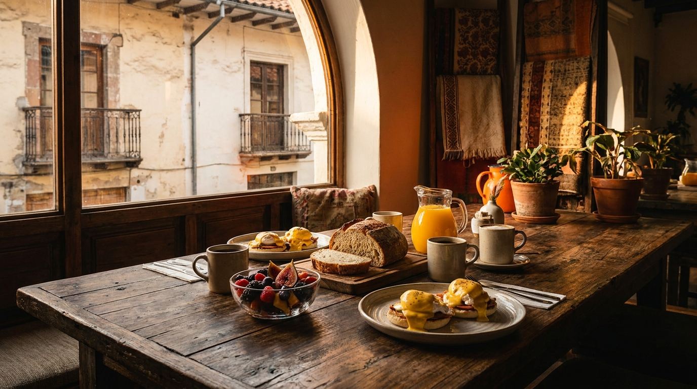 Mesa de brunch con café