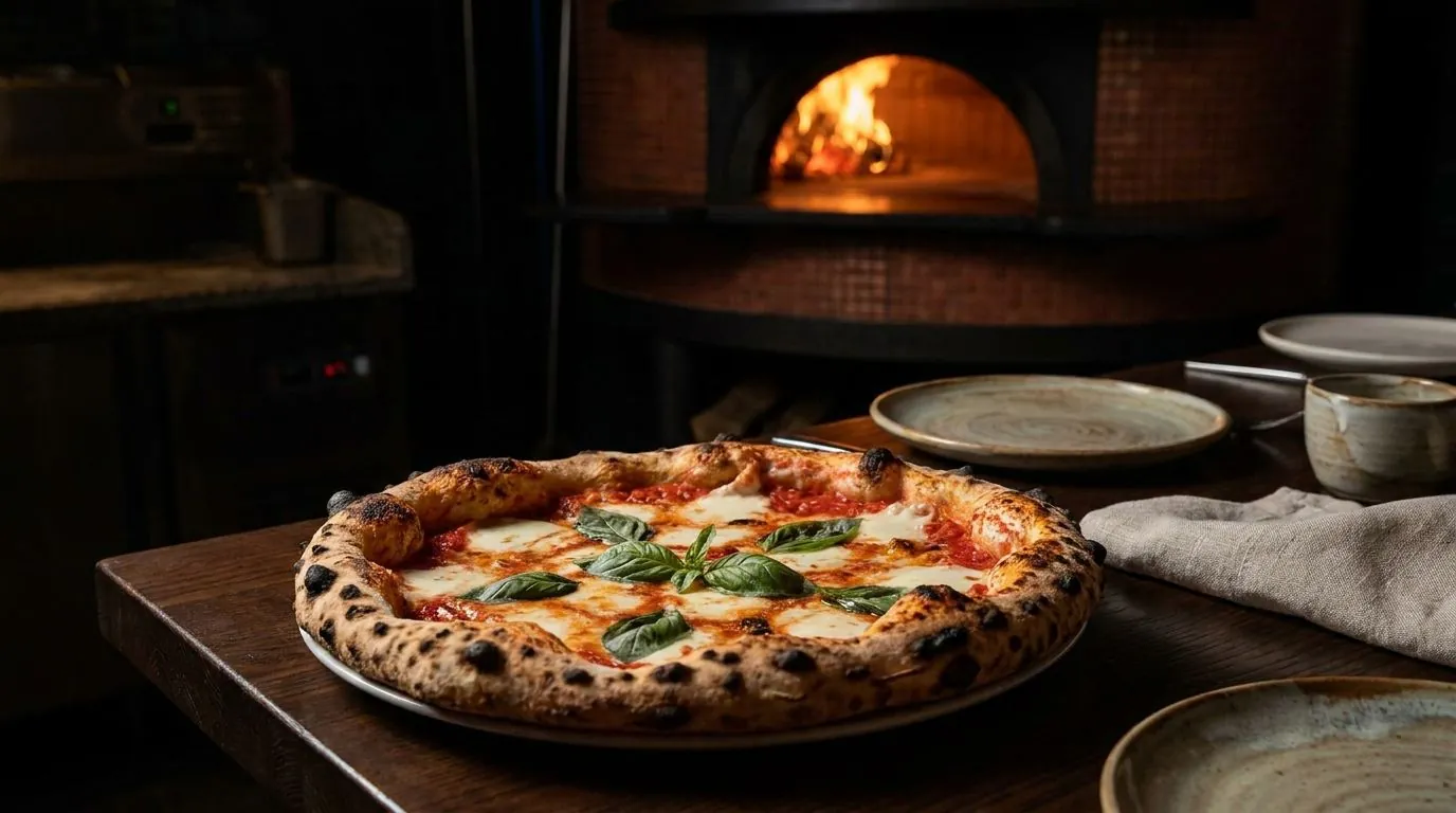 Pizza napolitana al horno de leña