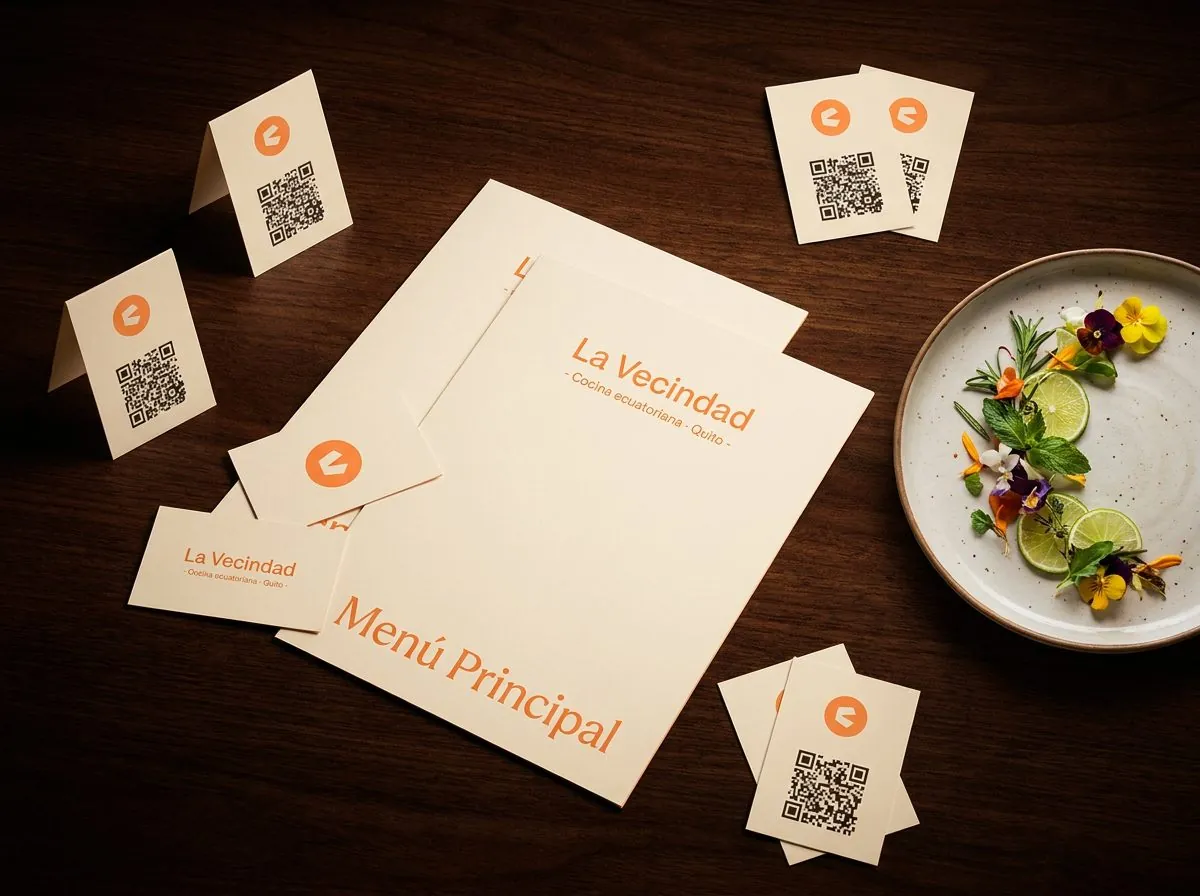 Página de un restaurante con su logo en un celular